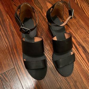 Madewell Double Strap Leather Block Heel Sandals